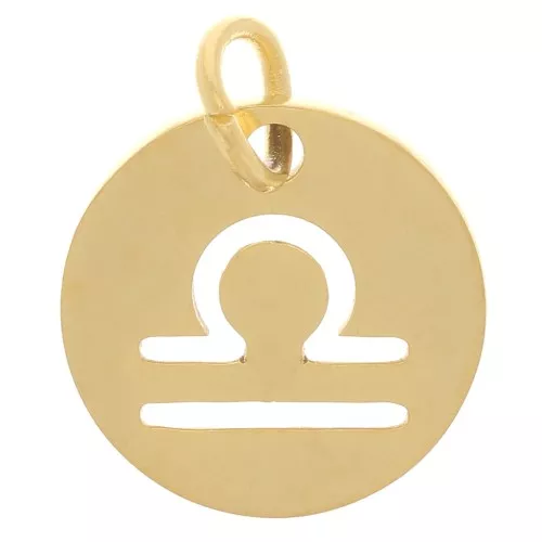 Colgante redondo - Signo astrológico de Libra 12 mm - Acero inoxidable 304 dorado x1