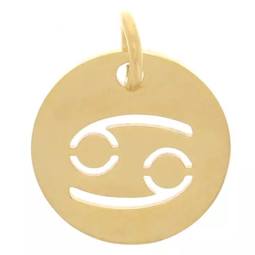Colgante redondo - signo astrológico Cáncer 12 mm - Acero inoxidable 304 dorado x1