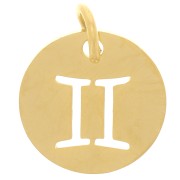 Dije redondo de Géminis 12 mm - Acero inoxidable dorado 304 x1