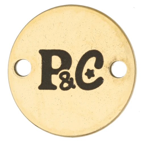 Separadores personalizados de 12 mm con logotipo único - Acero inoxidable 304, chapado en oro x100