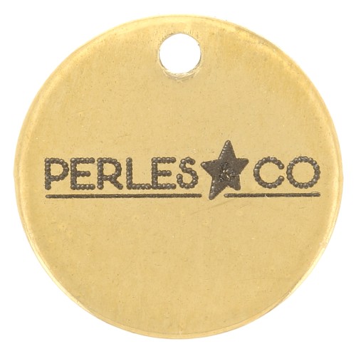 Charms personalizados de 12 mm con logotipo complejo - Acero inoxidable dorado 304 x100