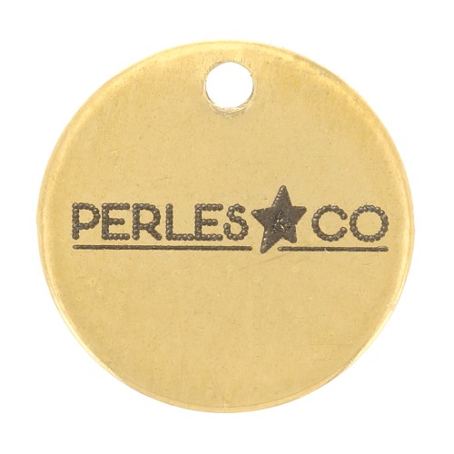 Charms personalizados de 10 mm con logotipo complejo - Acero inoxidable dorado 304 x100