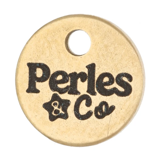 Charms personalizados de 8 mm con logotipo complejo - Acero inoxidable dorado 304 x100