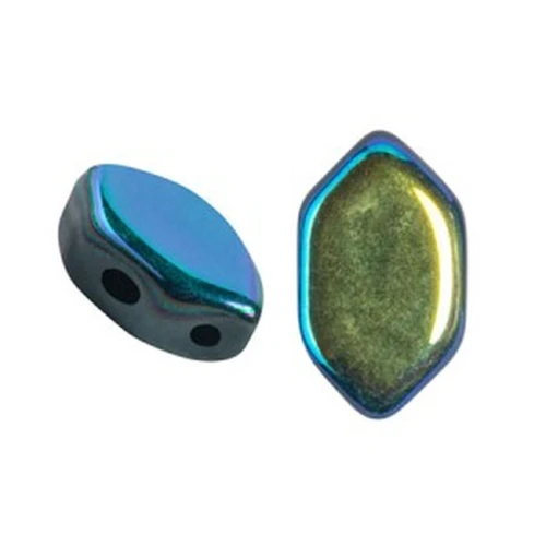 Cuentas de vidrio Paros® de Puca® 7x4 mm Jet AB x10g