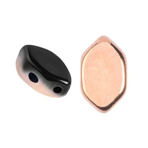 Cuentas de vidrio Paros® de Puca® 7x4 mm Jet Capri Gold x10g