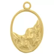 Colgante Ovalado Martillado 19x12 mm - Plata de Ley 925 Dorada x1