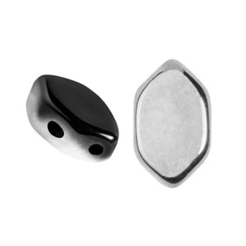 Cuentas de vidrio Paros® de Puca® 7x4 mm Jet Silver x10g