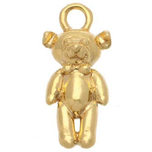 Dije de oso de peluche 14x7 mm - Plata de ley 925 dorada x1