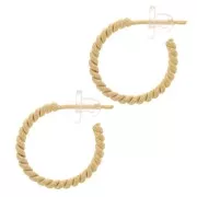 Aros pendientes retorcida de 19 mm - 3 micras chapados en oro x2