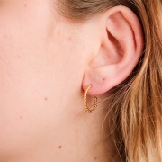 Aros pendientes retorcida de 19 mm - 3 micras chapados en oro x2