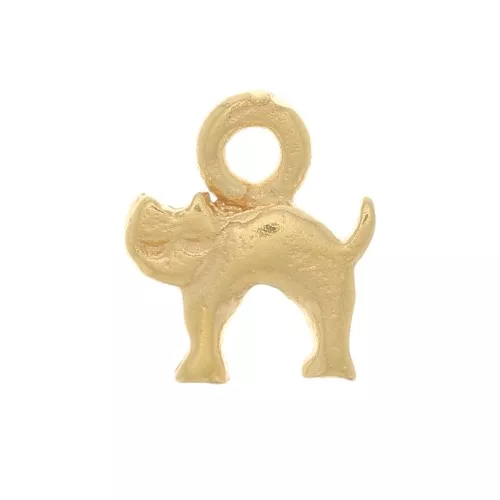 Mini encanto de gato 6x5,5 mm - 3 micras chapado en oro x1