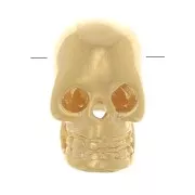 Cuenta de calavera y huesos cruzados 7x5 mm - Chapado en oro 3 micras x1