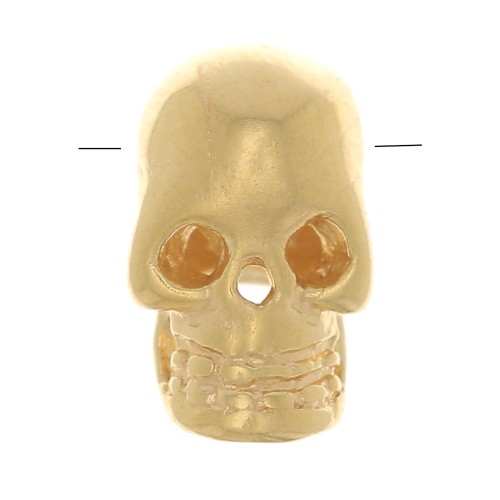 Cuenta de calavera y huesos cruzados 7x5 mm - Chapado en oro 3 micras x1