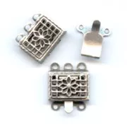 Cierre 3 hilos 10 mm plateado envejecido x2