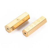 Cuenta cilíndrica de 26x9 mm con óxido de zirconio - Acero inoxidable 304 Dorado x1