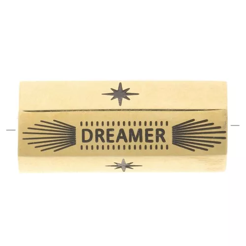 Cuenta cilíndrica con mensaje Dreamer 20x9 mm - Acero inoxidable 304 Dorado x1