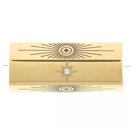 Cuenta cilíndrica con motivos y óxido de zirconio 20x9 mm - Acero inoxidable 304 Dorado x1