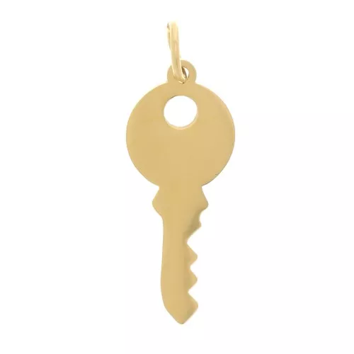 Charm de llave 15x6 mm - Acero inoxidable dorado 316L x1