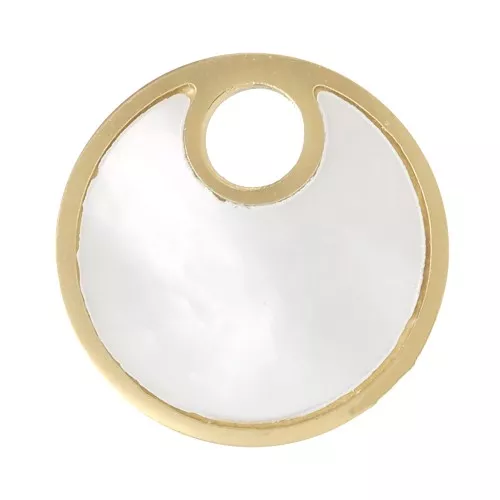 Charm de nácar redondo de 12 mm - Acero inoxidable dorado 316L x1