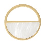 Charm redondo calado 12mm con nácar - Acero inoxidable 316L Dorado x1|raw }}