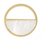 Charm redondo calado 12mm con nácar - Acero inoxidable 316L Dorado x1