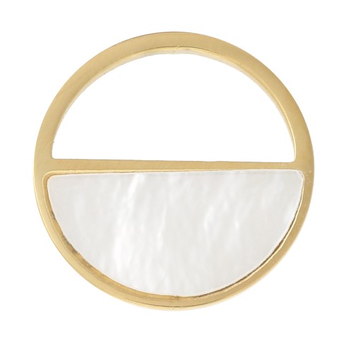 Charm redondo calado 12mm con nácar - Acero inoxidable 316L Dorado x1