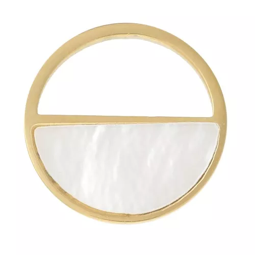 Charm redondo calado 12mm con nácar - Acero inoxidable 316L Dorado x1