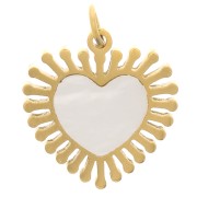 Charm de corazón 12 mm con nácar - Acero inoxidable 304L Dorado x1