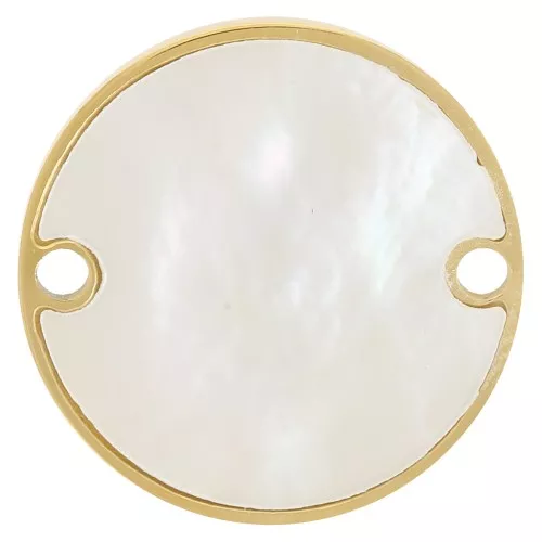 Entrepieza redondo de 15 mm con nácar - Acero inoxidable dorado 316Lx1