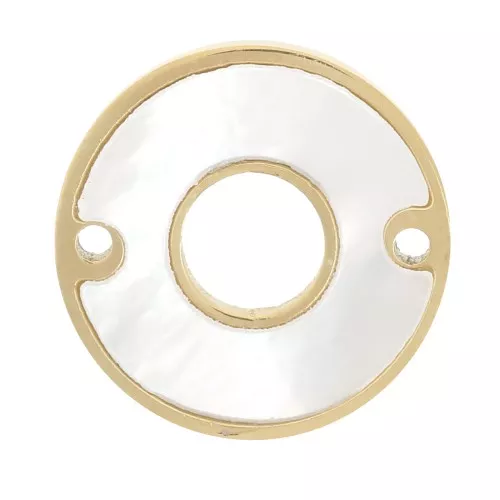 Entrepieza redondo de 12mm con nácar - Acero inoxidable dorado 304 x1