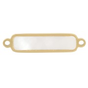 Entrepieza rectangular de 18x4mm con nácar - Acero inoxidable dorado 316L x1|raw }}