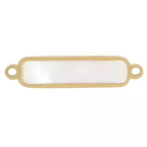 Entrepieza rectangular de 18x4mm con nácar - Acero inoxidable dorado 316L x1