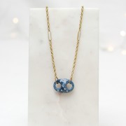 Entrepieza rectangular de 18x4mm con nácar - Acero inoxidable dorado 316L x1