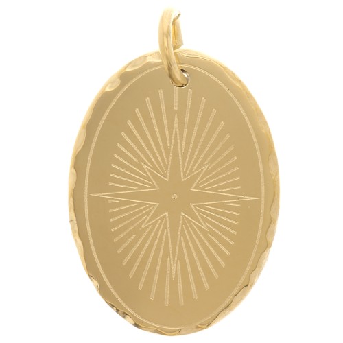 Colgante Estrella del Norte ovalado de 18x13 mm - Acero inoxidable dorado 304 x1