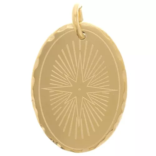 Colgante Estrella del Norte ovalado de 18x13 mm - Acero inoxidable dorado 304 x1