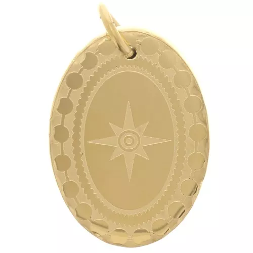 Colgante ovalado decorado con motivo de la Estrella del Norte de 18x13mm - Acero inoxidable 304 dorado x1