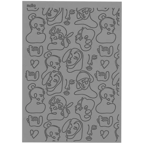 Placa de textura Moiko para arcilla polimérica 97x68 mm - Visages Femmes 17.32 x1