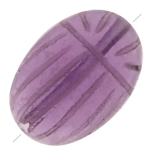 Cuenta de escarabajo ovalada grabada 14x10 mm en piedra preciosa - Amatista x1