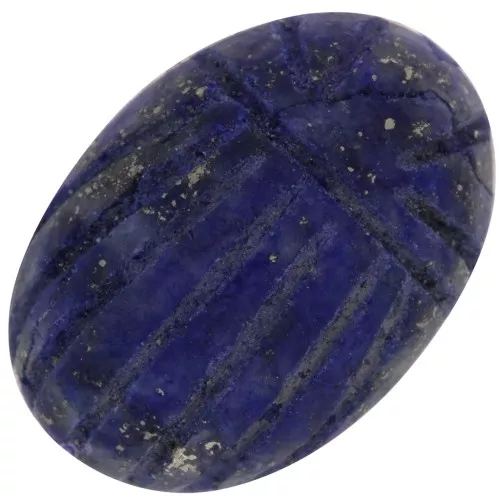 Cuenta de escarabajo ovalada grabada 14x10 mm en piedra preciosa - Lapislázuli x1
