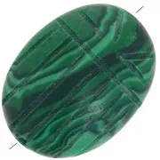 Cuenta de escarabajo ovalada grabada 16x12mm imitación piedra preciosa - Malaquita