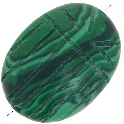 Cuenta de escarabajo ovalada grabada 16x12mm imitación piedra preciosa - Malaquita