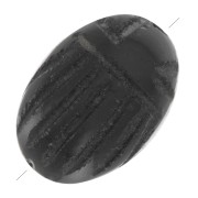 Cuenta de escarabajo ovalada grabada 14x10 mm en piedra preciosa - Ónix negro x1