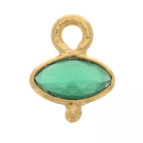 Charm de ojo de cristal facetado y bola pequeña de 8x7mm - Dorado oro fino- Verde x1