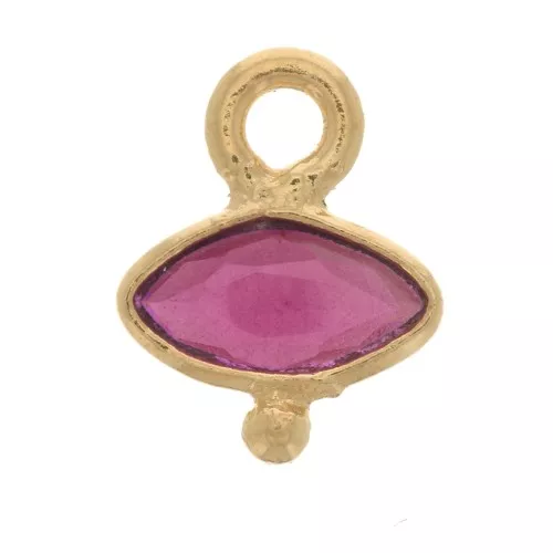 Charm de ojo de cristal facetado y bola pequeña 8x7 mm - Dorado fino - Rubí x1