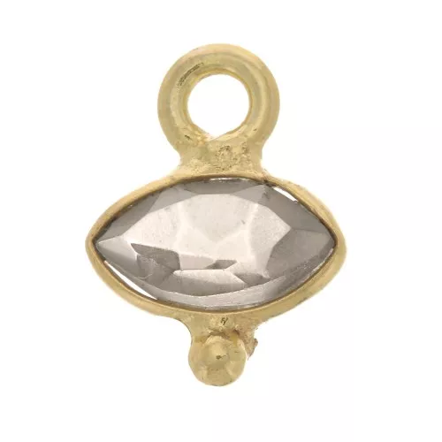 Charm de ojo facetado y bola pequeña de 8x7mm - Dorado oro fino- Topacio x1