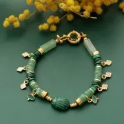 Charm de ojo facetado y bola pequeña de 8x7mm - Dorado oro fino- Topacio x1