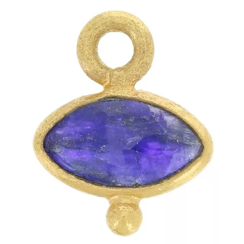 Charm de ojo de cristal facetado y bola pequeña 8x7 mm - Dorado fino - Azul x1