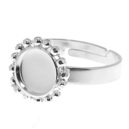 Anillo de bolas diamantado - cabujón fondo plano 8 mm Tamaño 54 a 58 - Plateadox1