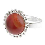 Anillo de bolas diamantado - cabujón fondo plano 12 mm Tamaño 54 a 58 - Plateadox1