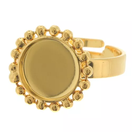 Anillo de bolas diamantado - cabujón Talla 54 a 58 - Dorado con oro fino